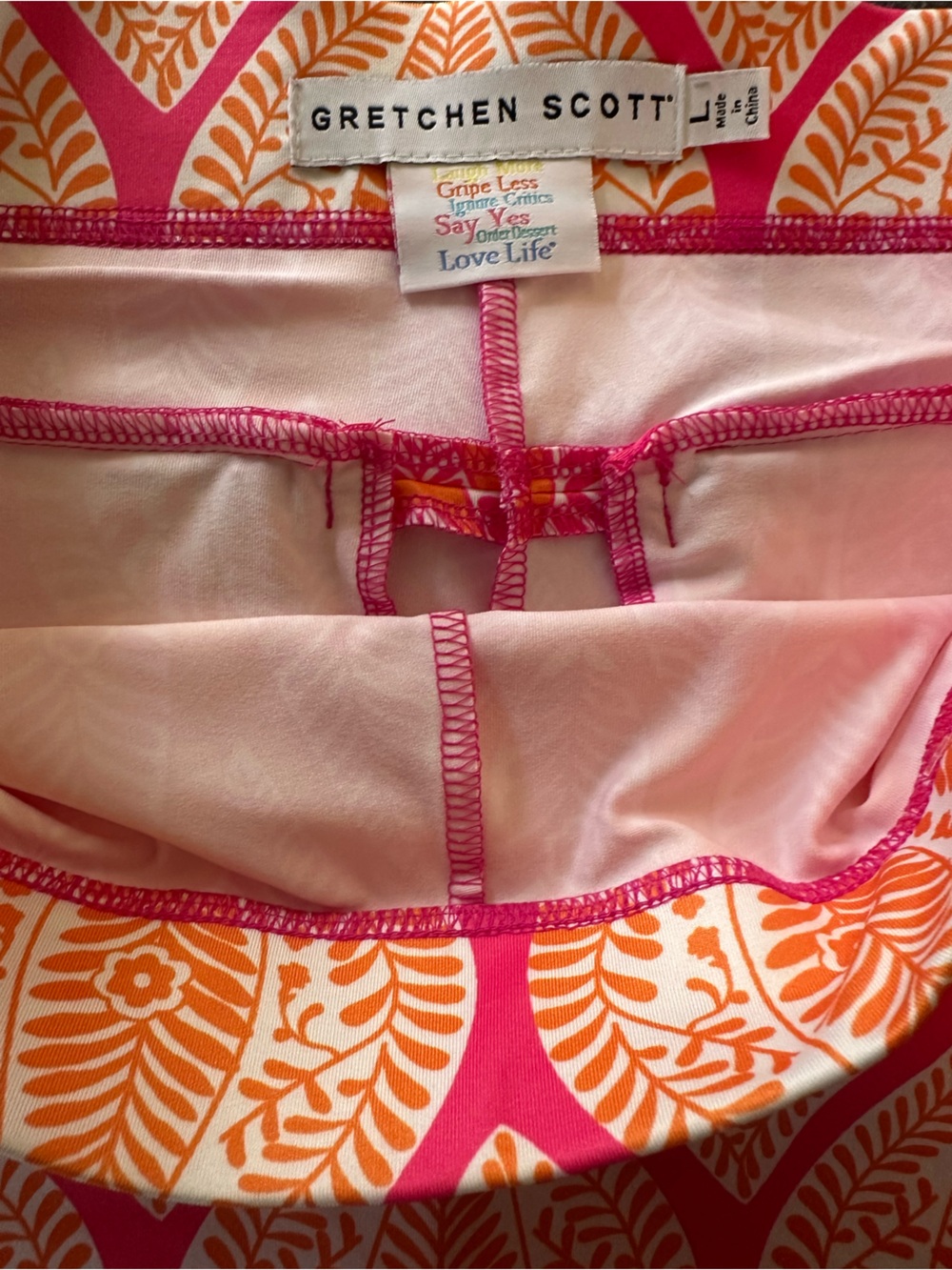 Gretchen Scott Arabesque Skippy Skort Pink Orange Jersey Golf Tennis L - Picture 3 of 7